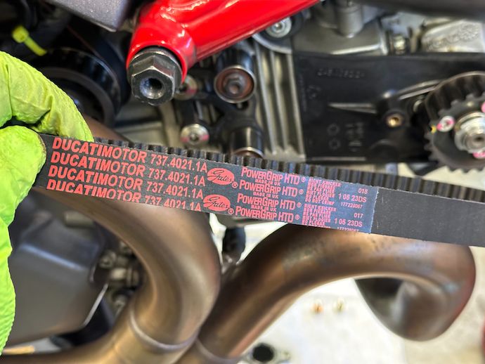 Ducati timing belt in front of my motorcycle