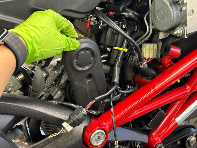 Rear cylinder timing belt cover halfway out