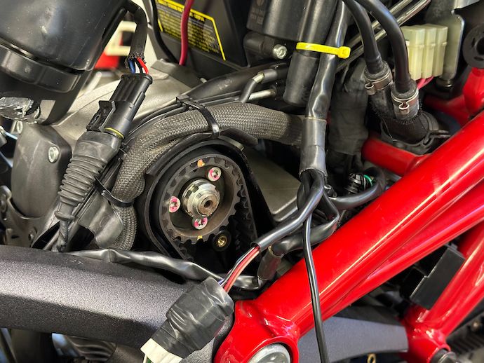 Rear cylinder timing belt uncovered